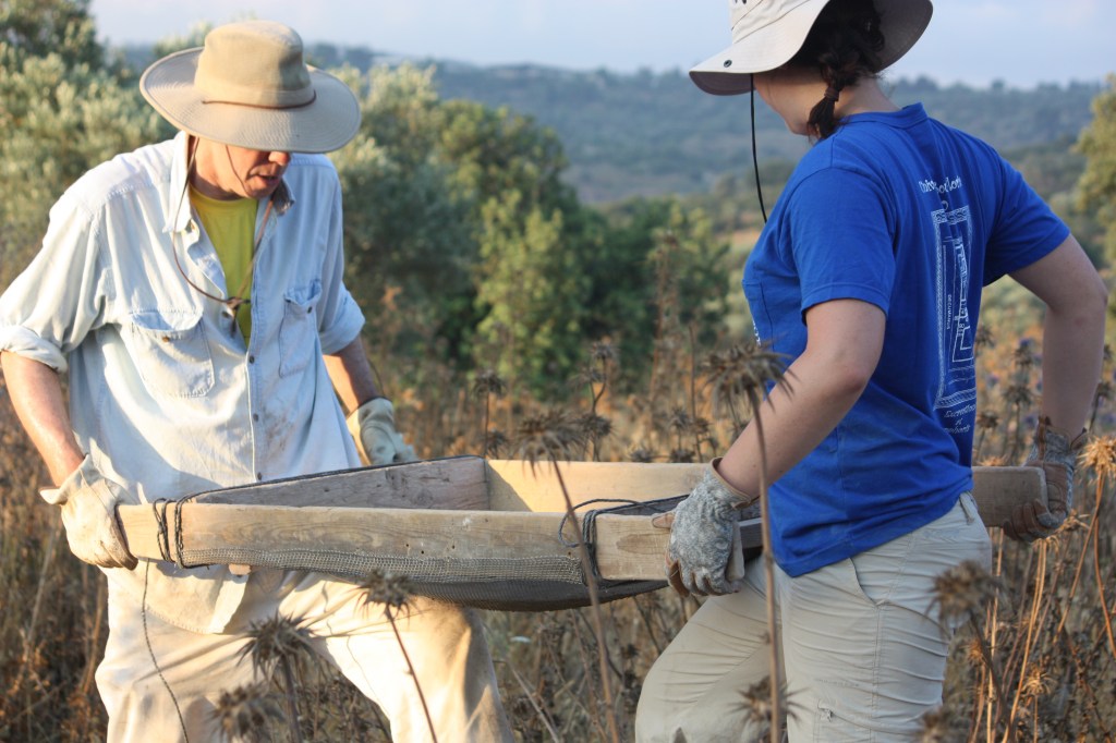 Sifting at the dig site